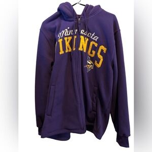 NFL Mens Minnesota Vikings Hooded Fleece Jacket L Purple Football Team‎ Logo